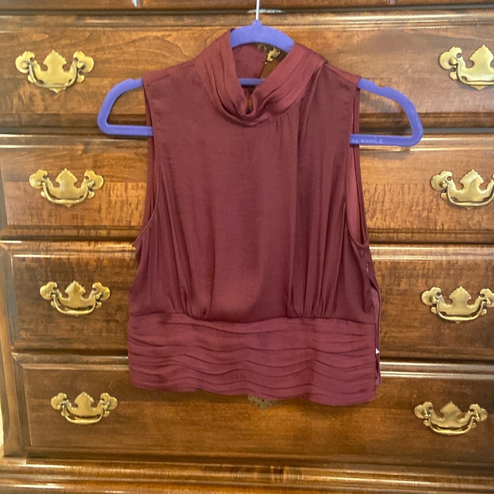 True maroon high neck blouse
